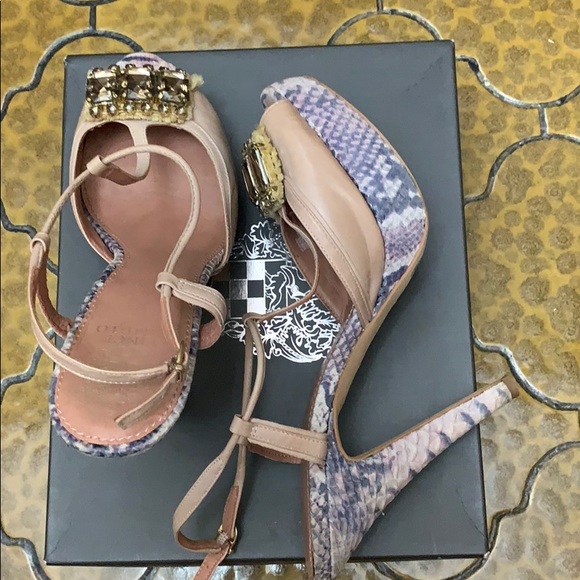 Multicolor snake skin sling back heels - Picture 2 of 4